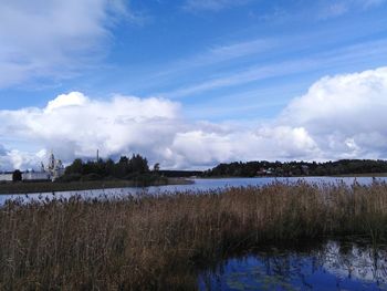 Scenic view of lake against sky