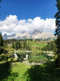 Scenic view of lake against sky