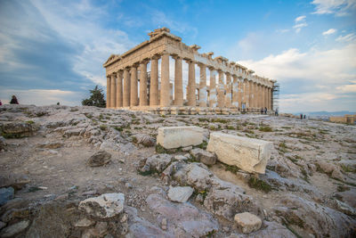 View of old ruin building against cloudy sky