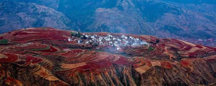 Scenic view of landscape against mountain