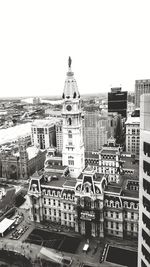 High angle view of city against clear sky