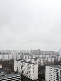 High angle view of city against clear sky