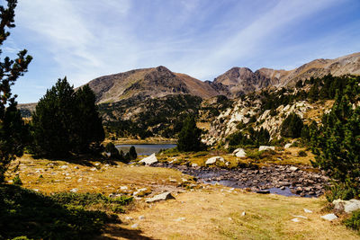 Scenic view of mountains against sky