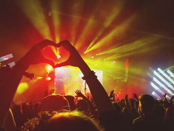 People enjoying music concert at night