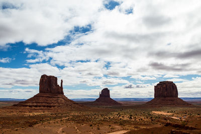 Scenic view of desert against cloudy sky