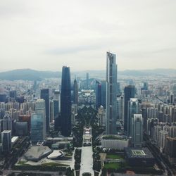 City skyline with river in background