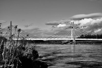 Bridge over river against sky