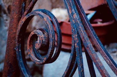 Close-up of rusty railing