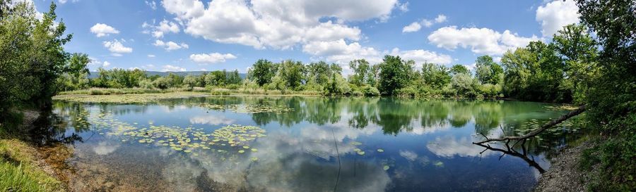 Panoramic view of lake against sky