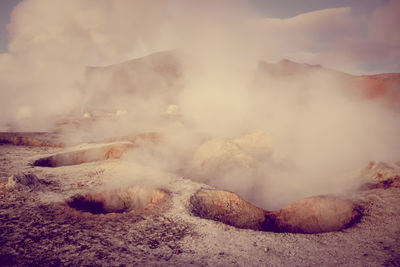 Panoramic view of volcanic landscape