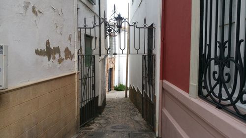 Narrow alley along buildings