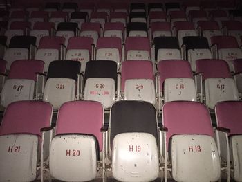 Full frame shot of seats in row