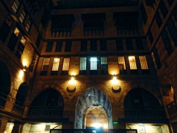 Low angle view of illuminated building