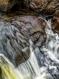 High angle view of waterfall in river