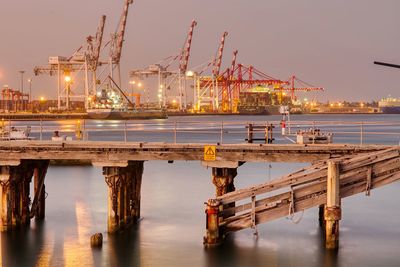 Commercial dock at night