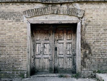 Closed door of old building