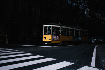 View of railroad tracks on city street