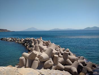 Scenic view of sea against clear sky