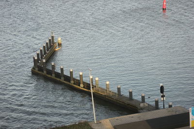 High angle view of pier over sea