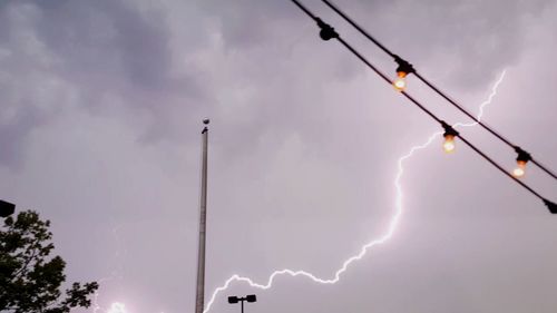 Low angle view of street lights against sky