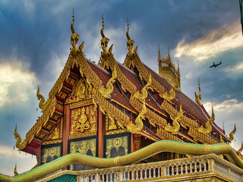 Low angle view of temple building against sky