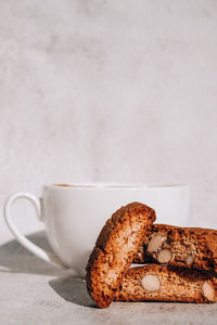 Close-up of coffee cup on table