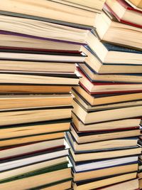 Full frame shot of stacked books