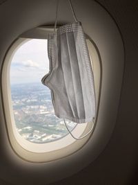 Close-up of airplane window