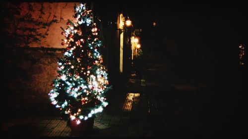 Illuminated lamp at night