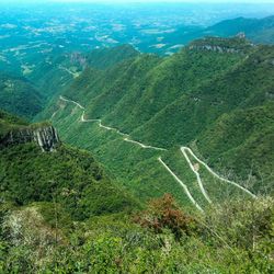 High angle view of winding road against sky