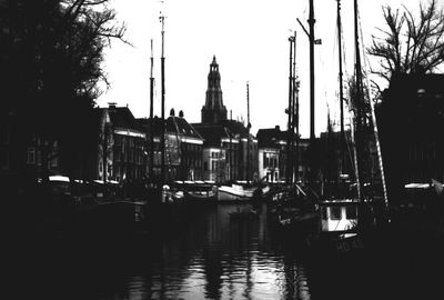 View of buildings along river