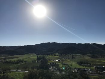 Scenic view of field against clear sky