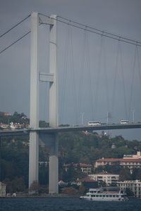 View of bridge over calm sea
