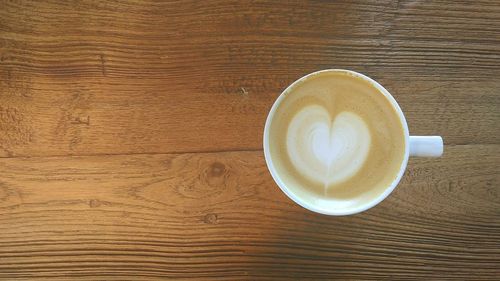 Directly above shot of cappuccino on table