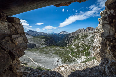 Monte paterno gallery in tre cime dolomite, trentino alps, italy