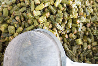 Close-up of fried okra for sale in market