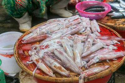 Fresh squid sold at dam market, nha trang city, khanh hoa province