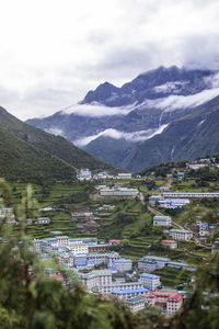 High angle view of namche bazaar, gateway to everest, nepal