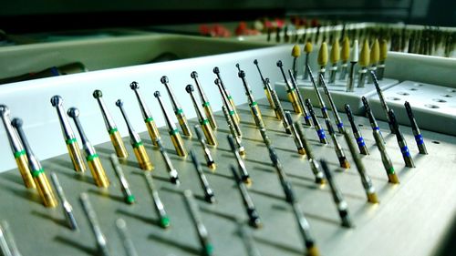 Dental equipment on table