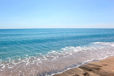 Scenic view of sea against clear sky