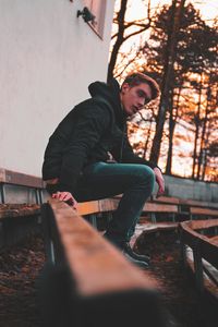 Man standing in park during winter