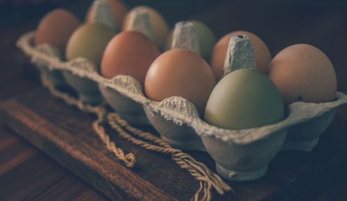 Close-up of egg carton