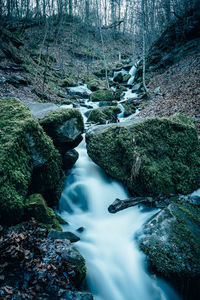 River flowing through rocks in forest