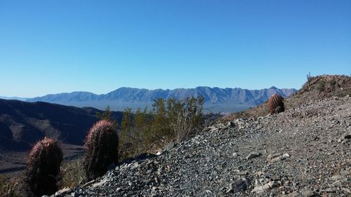 Scenic view of mountains against clear sky