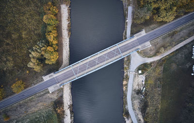 High angle view of bridge over river