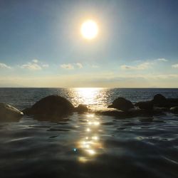 Scenic view of sea against sky at sunset