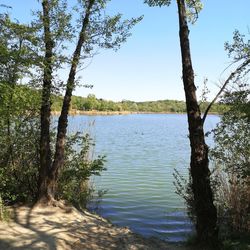 Scenic view of lake against sky