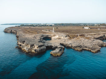 Scenic view of sea against clear sky