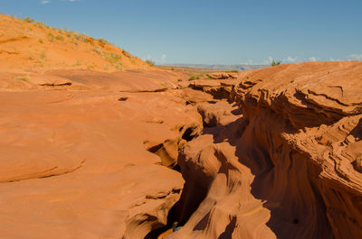 Scenic view of desert against clear sky