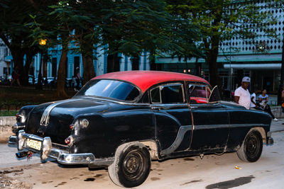 Vintage car on street in city